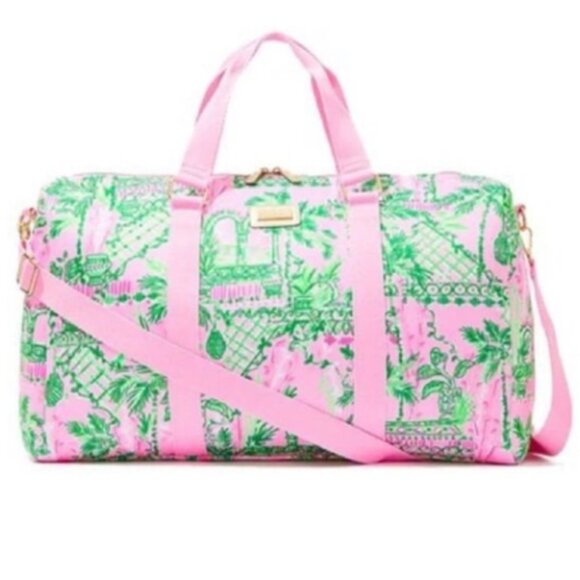 Lilly Pulitzer Always Worth It Set gym Duffle bag, Bottle, Scrunchie & hat NWT - Picture 1 of 12